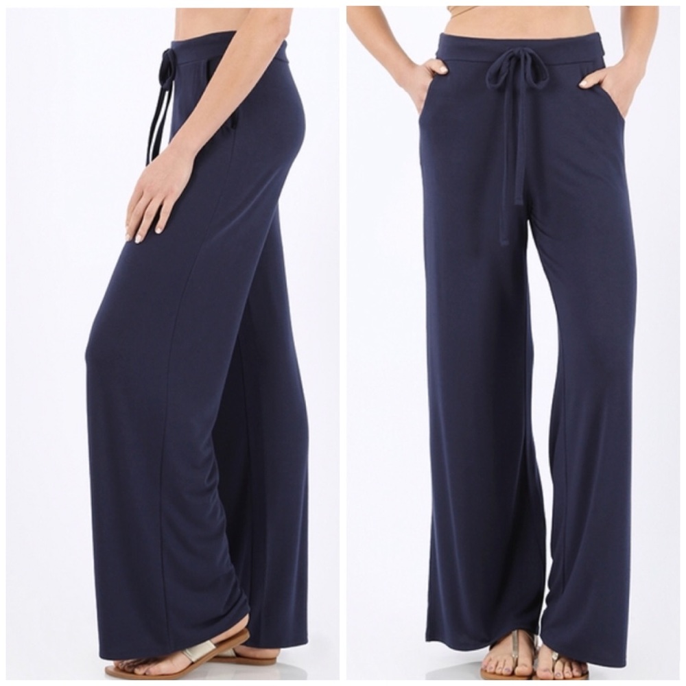 LAST Gray Tie-Waist Lounge Pants - Picture 3 of 4